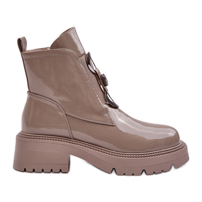 Bottes Femme Vernies Avec Décoration Beige S.Barski MR870-53