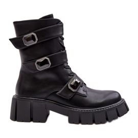 Bottes de travail en cuir pour femmes noires S.Barski MR870-62