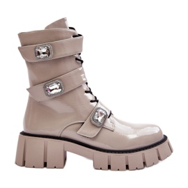 Bottes Worker Femme Vernis Gris Clair S.Barski MR870-61