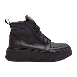 Bottines à lacets avec décoration en cuir, noir Nicole 2833