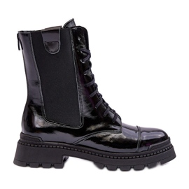 Bottines de travail à lacets en cuir pour femmes noires Nicole 2836