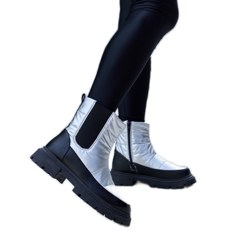 Bottes de neige isolées métallisées Galvani argent Bottes de neige isolées métallisées Galvani argent