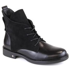 Bottines femme à talons plats et isolées Potocki noires SZ12080