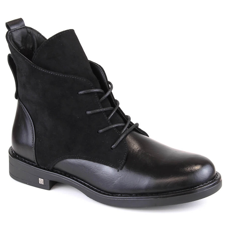 Bottines femme à talons plats et isolées Potocki noires SZ12080 le noir