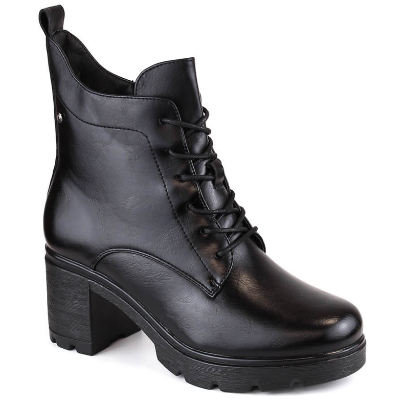 Bottines femme à talon haut et plateforme, isolées noires Potocki SZ12229 le noir