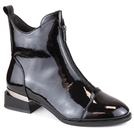 Bottes isolées en cuir verni pour femme avec fermeture éclair, noir Vinceza 58156 le noir Bottes isolées en cuir verni pour femme avec fermeture éclair, noir Vinceza 58156 le noir