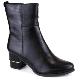Bottines isolées pour femmes Jezzi ASA125A-5 noires avec talon décoratif