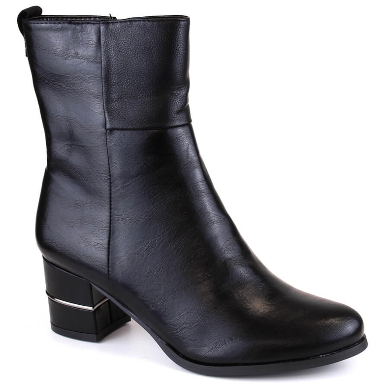 Bottines isolées pour femmes Jezzi ASA125A-5 noires avec talon décoratif le noir Bottines isolées pour femmes Jezzi ASA125A-5 noires avec talon décoratif le noir