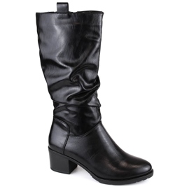 Bottines à talons hauts Jezzi ASA128-31 froissées et isolées pour femme, noires