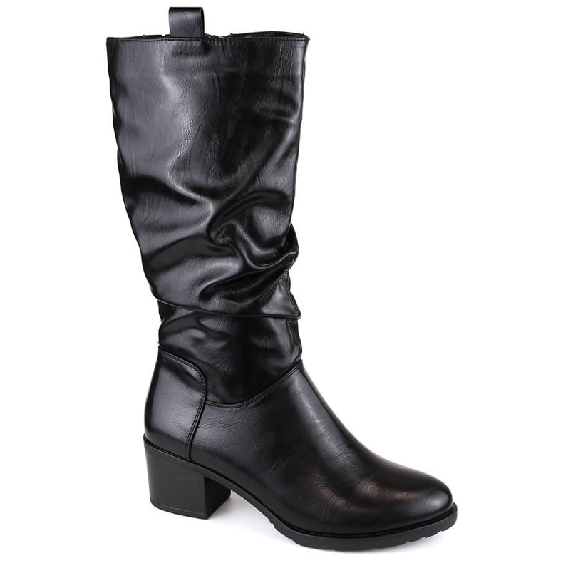 Bottines à talons hauts Jezzi ASA128-31 froissées et isolées pour femme, noires le noir Bottines à talons hauts Jezzi ASA128-31 froissées et isolées pour femme, noires le noir