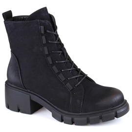Bottines isolées à lacets et fermeture éclair pour femme, noir Jezzi RMR2038-39 le noir