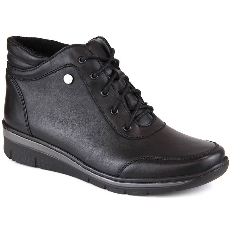 Bottines en cuir confortables et isolées pour femme, noires Helios 566 le noir