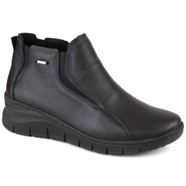 Bottines compensées en cuir pour femme, confortables et isolées, noires Helios 552