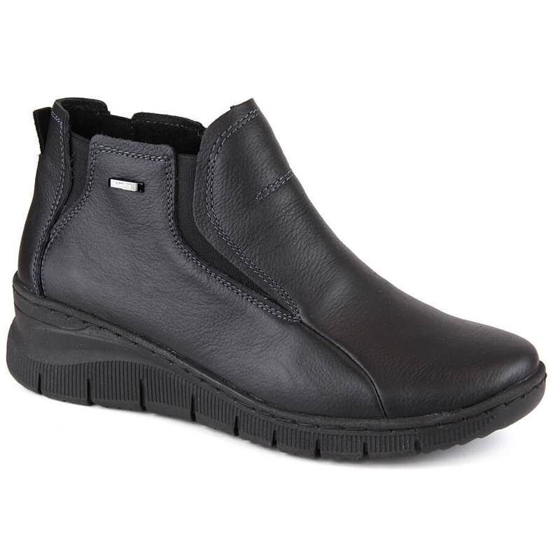 Bottines compensées en cuir pour femme, confortables et isolées, noires Helios 552 le noir