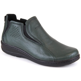 Bottines en cuir confortables et isolées pour femme, vertes Helios 566