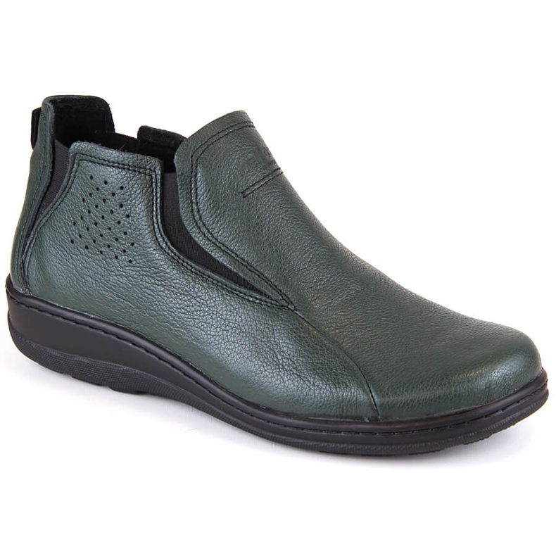 Bottines en cuir confortables et isolées pour femme, vertes Helios 566