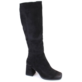 Bottines à talons hauts isolées en daim pour femme, noires Potocki SZ12254 le noir