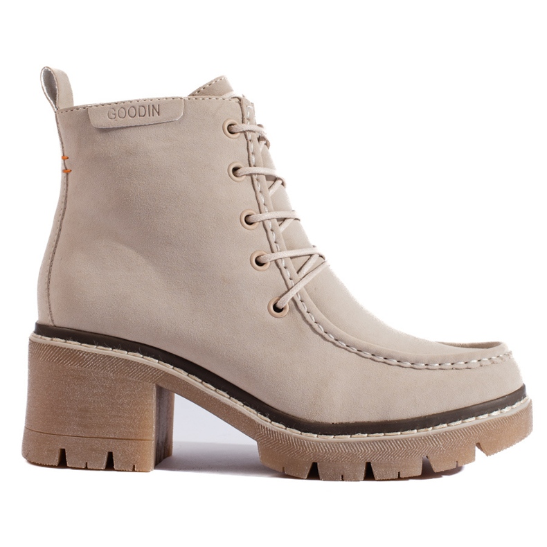 Goodin Bottines à talons hauts à lacets beiges de Shelovet Goodin Bottines à talons hauts à lacets beiges de Shelovet