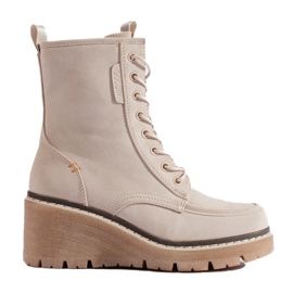 Goodin Bottines compensées à lacets Shelovet beiges Goodin Bottines compensées à lacets Shelovet beiges