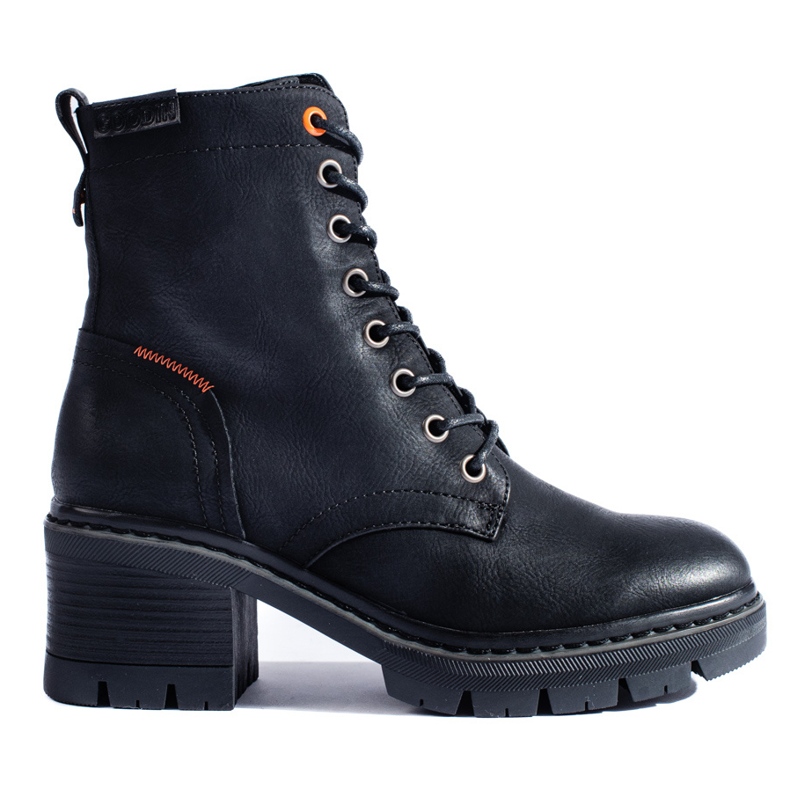 Bottines à lacets Shelovet noires à talon large le noir Bottines à lacets Shelovet noires à talon large le noir