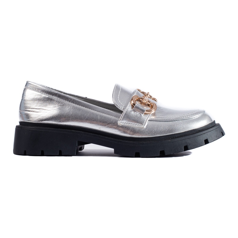 Mocassins Shelovet argentés à semelle épaisse