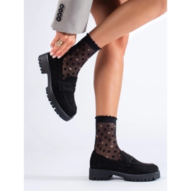 Mocassins Shelovet en daim à semelle épaisse noir