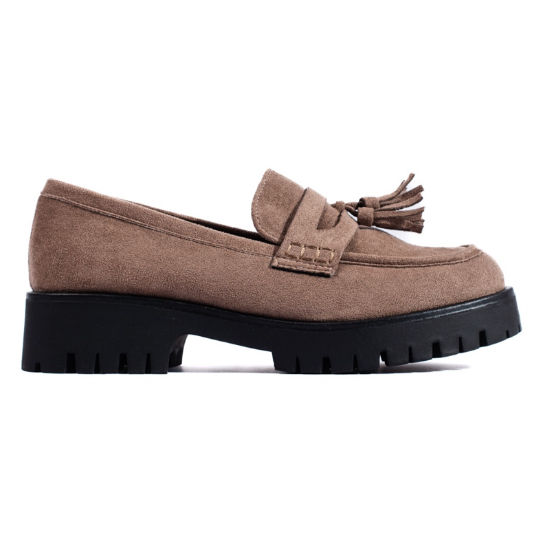 Mocassins Shelovet en daim beige foncé à franges Mocassins Shelovet en daim beige foncé à franges