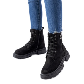 Bottines broberg en éco-daim noir avec zircons le noir