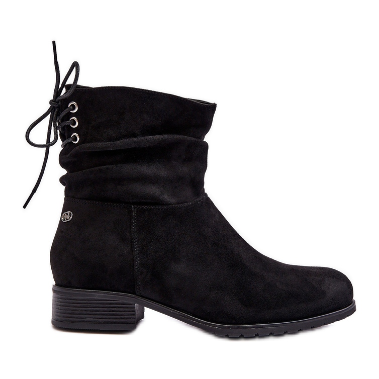 Bottines femme KARESA en daim noir a talon plat