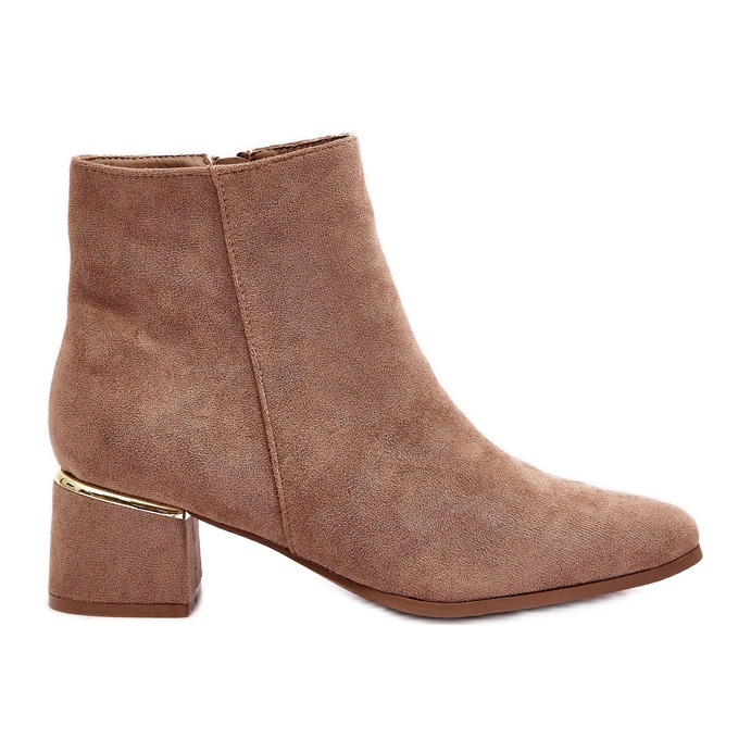 PE1 Bottes à talons hauts en daim pour femmes Beige Mebassa