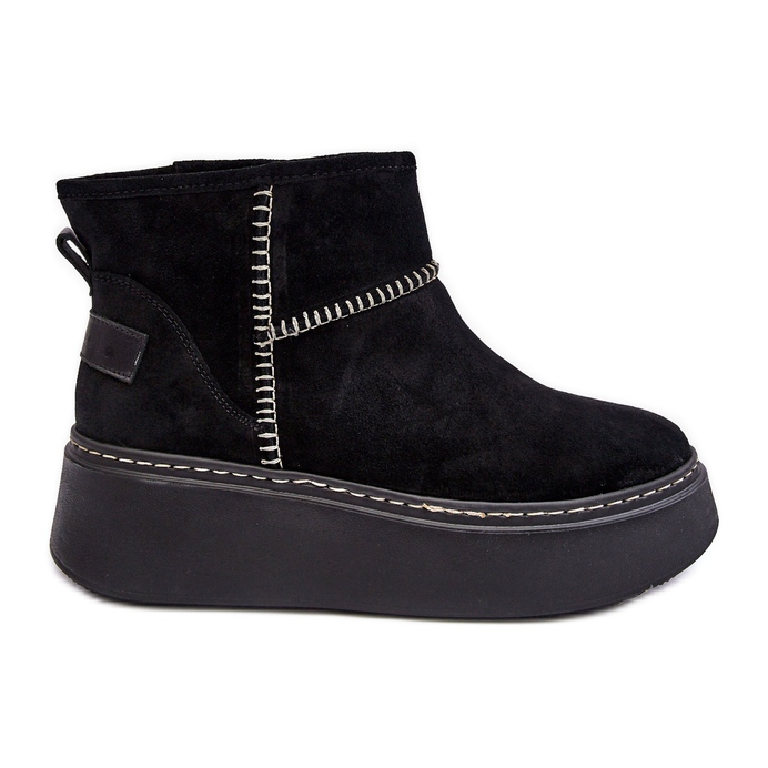 Bottes de neige en daim pour femmes Maciejka 06257-01 Noir le noir