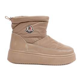 Bottes de neige à enfiler beiges Gattea pour femmes sur plateforme Bottes de neige à enfiler beiges Gattea pour femmes sur plateforme