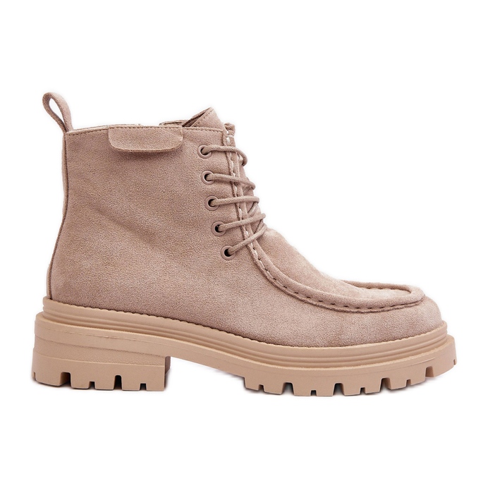 Bottines trappeuses beiges Apolosi pour femmes avec fermeture éclair