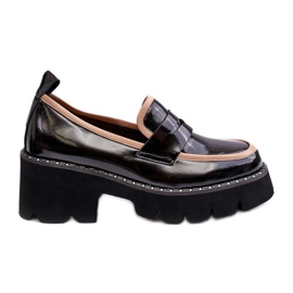 S.Barski Mocassins Femme En Cuir D&amp;A MR870-32 Noir