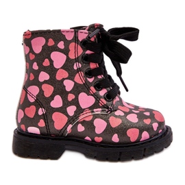 Bottines isolées pour enfants avec fermeture éclair, noir et rose Dolida