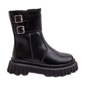 Bottes En Cuir Pour Enfants Avec Boucles Noir Chloraia