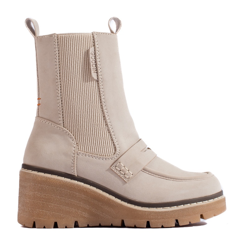 Goodin Bottines Chelsea en daim crème à talons compensés de Shelovet beige