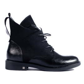 W. Potocki Bottines à talons plats Potocki noires