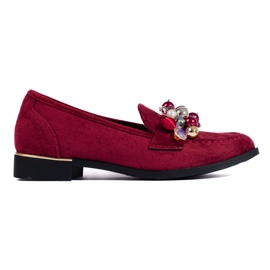 Lords bordeaux pour femmes avec cristaux Shelovet rouge