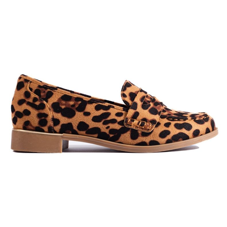 Mocassins femme Shelovet en daim léopard beige