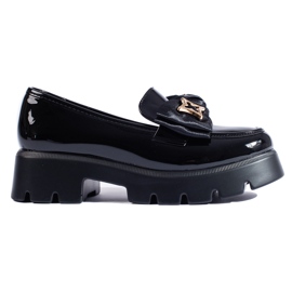 Mocassins vernis noirs avec nœud Shelovet