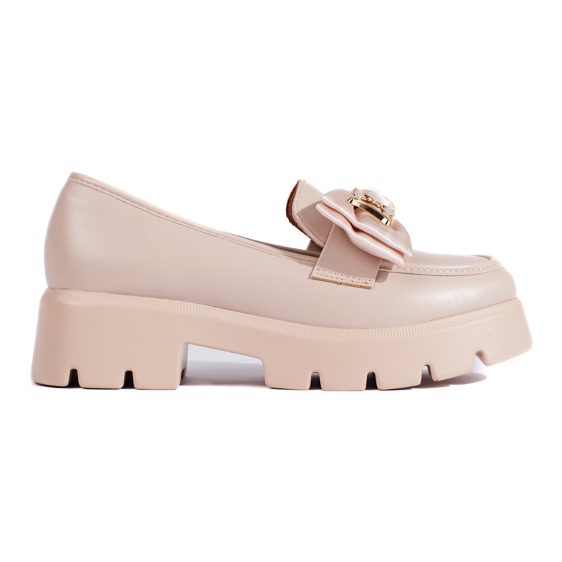 Mocassins en perles Shelovet avec nœud beige