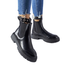 Bottes noires avec une boucle décorative de Jonesboro le noir