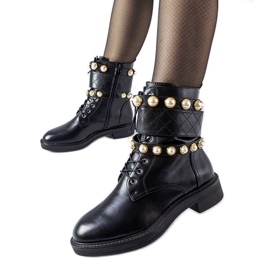 Bottines isolées noires avec perles Normand