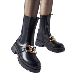 Bottines noires avec chaîne Thierry le noir