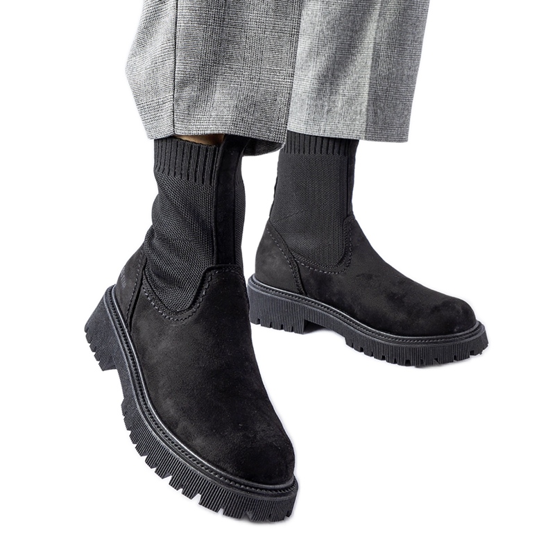 Bottines chaussettes noires Big Star MM274540 le noir