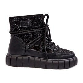 Bottes de neige isolées ornées de strass GOE MM2N4080 Noir