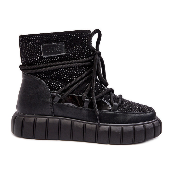 Bottes de neige isolées ornées de strass GOE MM2N4080 Noir le noir Bottes de neige isolées ornées de strass GOE MM2N4080 Noir le noir