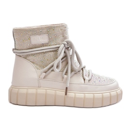 Bottes de neige isolées ornées de strass GOE MM2N4081 Beige Bottes de neige isolées ornées de strass GOE MM2N4081 Beige