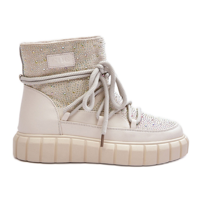 Bottes de neige isolées ornées de strass GOE MM2N4081 Beige Bottes de neige isolées ornées de strass GOE MM2N4081 Beige